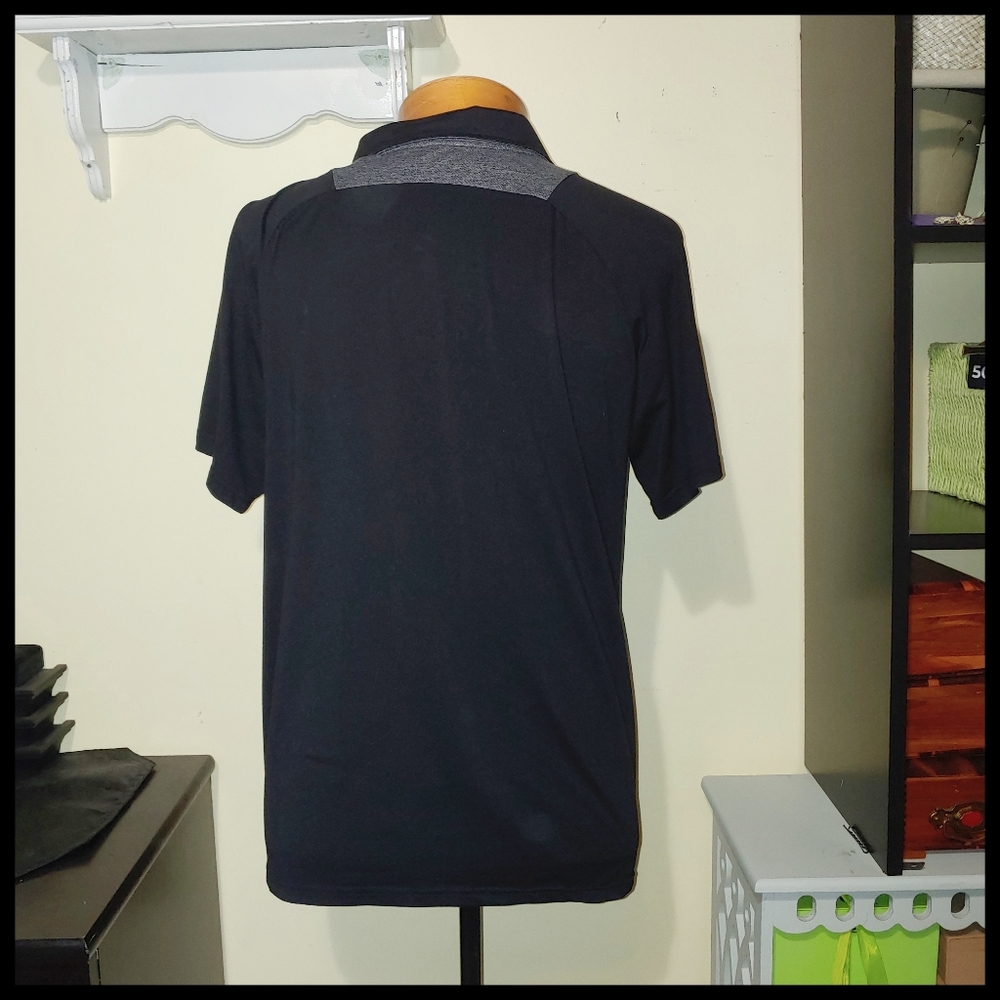 Small Men's Black and Gray Polo - Picture 4 of 5